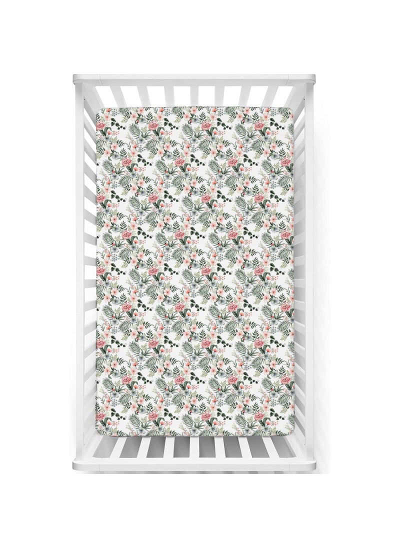 Fitted Cot Crib Sheet Bed Sheets for Newborn Baby Crib Mattress Deep Pocket All Round Elastic Fitted Crib Sheet for Baby Size 132 cm x 71 cm Crib Sheets 28x52 Petal Dream