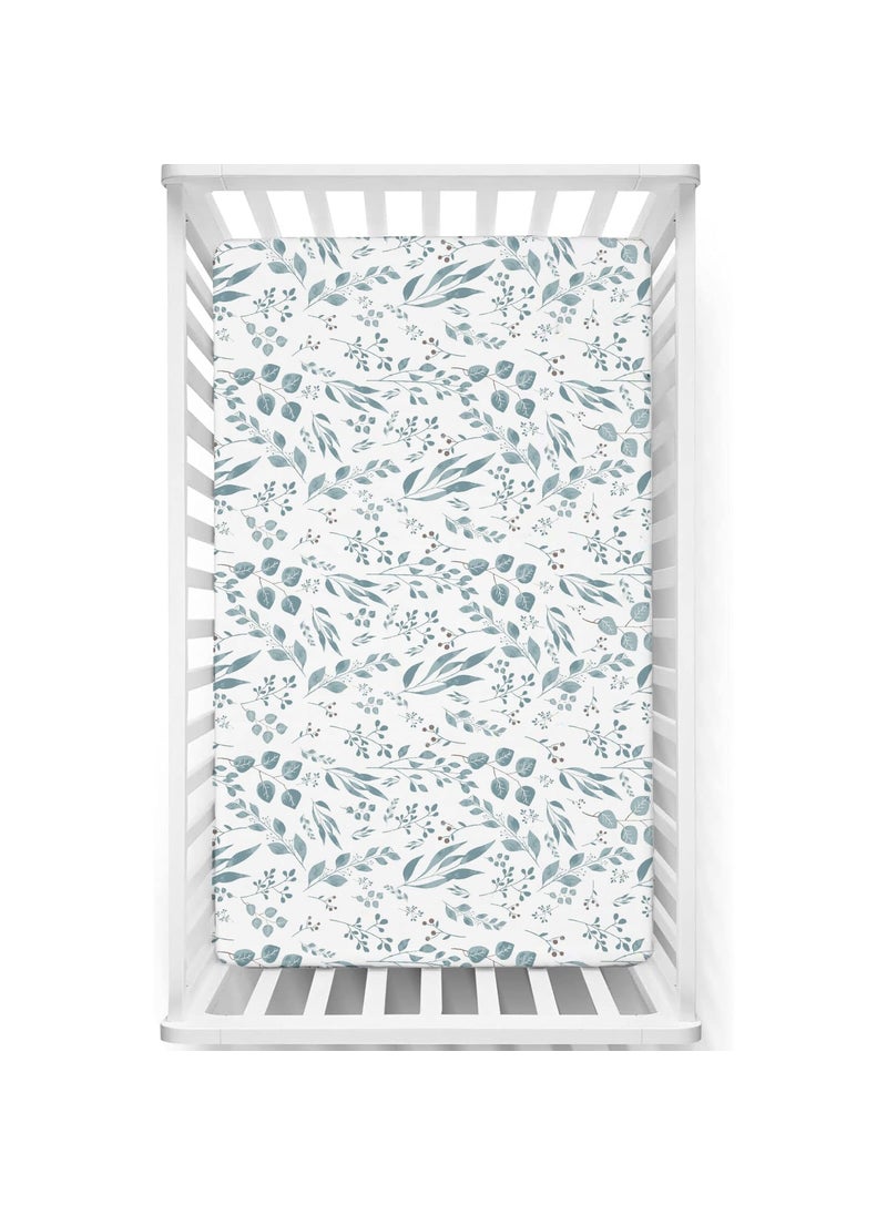 Fitted Cot Crib Sheet Bed Sheets for Newborn Baby Crib Mattress Deep Pocket All Round Elastic Fitted Crib Sheet for Baby Size 132 cm x 71 cm Crib Sheets 28x52 LeafyTranquil