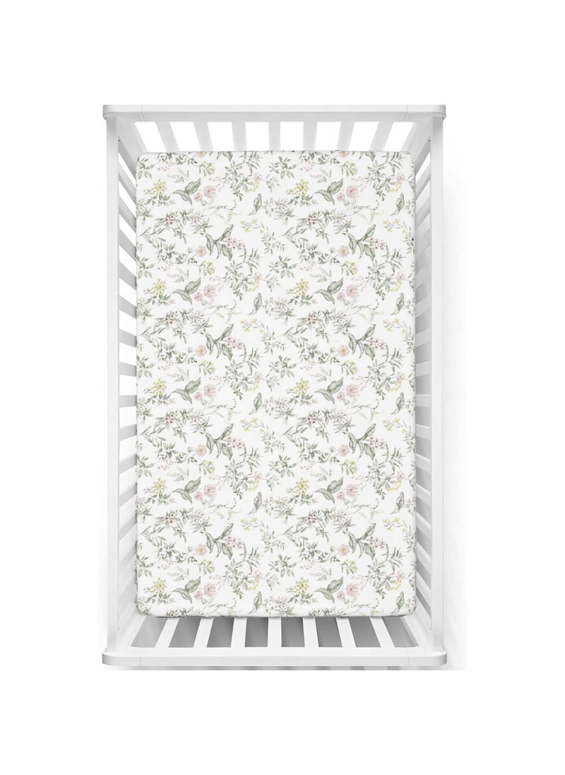 Fitted Cot Crib Sheet Bed Sheets for Newborn Baby Crib Mattress Deep Pocket All Round Elastic Fitted Crib Sheet for Baby Size 132 cm x 71 cm Crib Sheets 28x52 MorningPetal