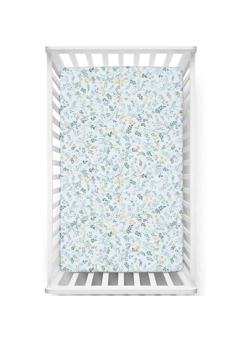 Fitted Cot Crib Sheet Bed Sheets for Newborn Baby Crib Mattress Deep Pocket All Round Elastic Fitted Crib Sheet for Baby Size 132 cm x 71 cm Crib Sheets 28x52 GardenBloom