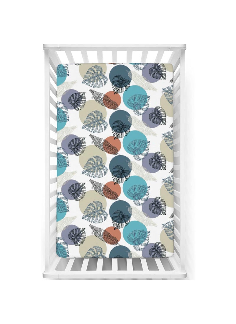 Fitted Cot Crib Sheet Bed Sheets for Newborn Baby Crib Mattress Deep Pocket All Round Elastic Fitted Crib Sheet for Baby Size 132 cm x 71 cm Crib Sheets 28x52 LeafyMeadow