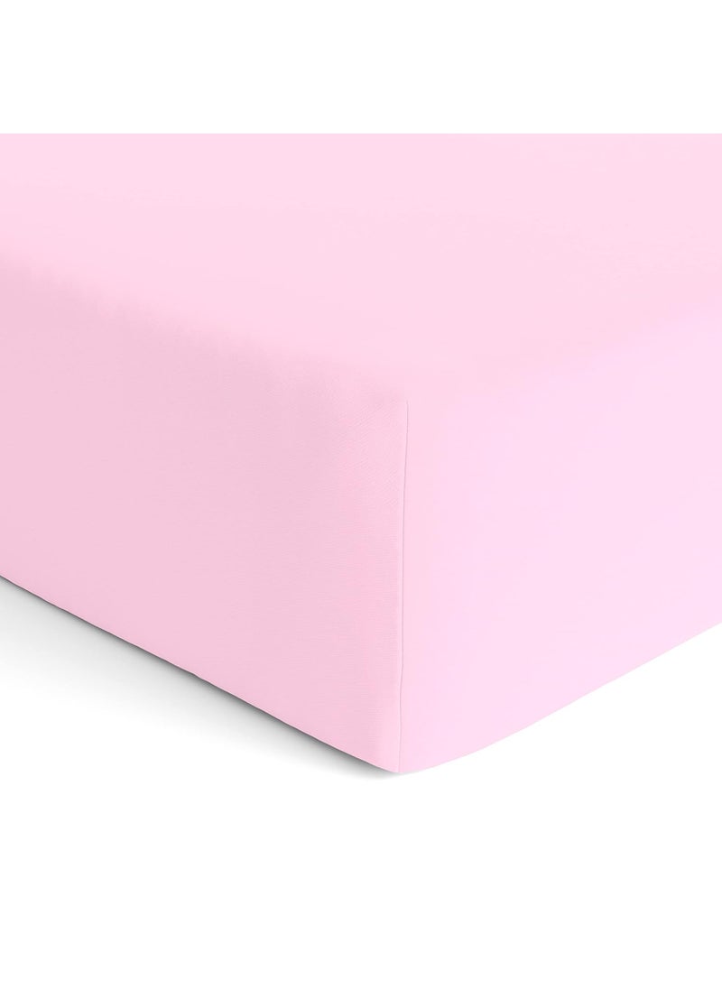 Organic Cotton Elastic Fitted Bed Sheet for Baby Crib Mattress 52x28 by The White Cradle Super Soft Smooth Muslin Fabric for Infants Newborns Babies Toddlers Pink