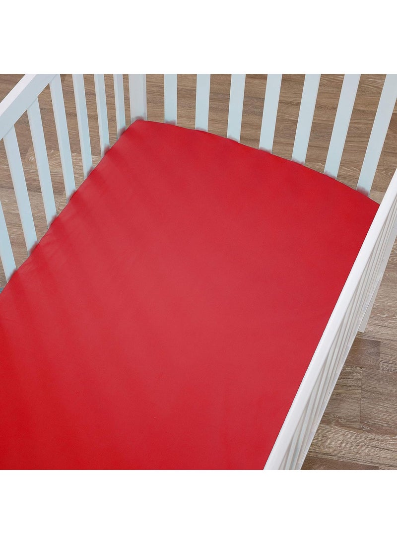 Edenwald 100 Waterproof Soft Baby Crib Fitted Sheets Terry Cotton Washable Soft Breathable Toddler Crib Mattress Fitted Sheet with Elastic Maroon 48x72x8 Pack of 1 Pcs Fitted Sheet