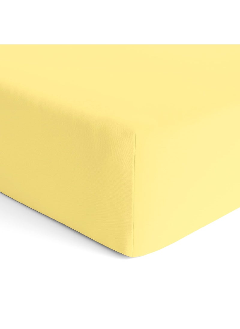 Organic Cotton Elastic Fitted Bed Sheet for Baby Crib Mattress 38x24 by The White Cradle Super Soft Smooth Muslin Fabric for Infants Newborns Babies Toddlers Yellow