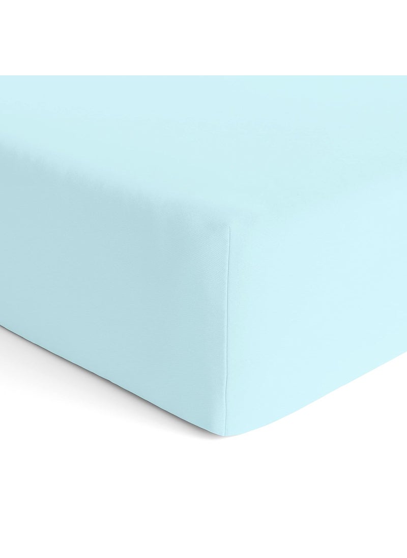 Organic Cotton Elastic Fitted Bed Sheet for Baby Crib Mattress 38x24 by The White Cradle Super Soft Smooth Muslin Fabric for Infants Newborns Babies Toddlers Blue
