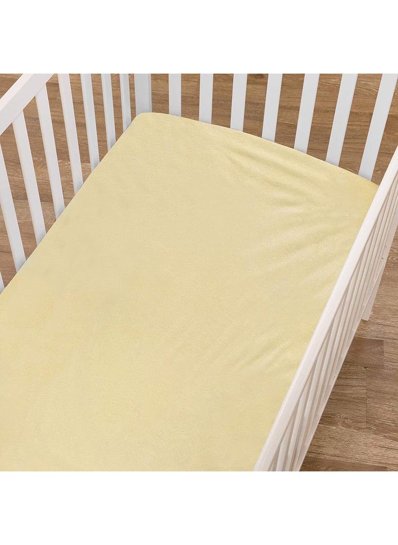 Edenwald 100 Waterproof Soft Baby Crib Fitted Sheets Terry Cotton Washable Soft Breathable Toddler Crib Mattress Fitted Sheet with Elastic Beige 28x52x8 Pack of 1 Pcs Fitted Sheet