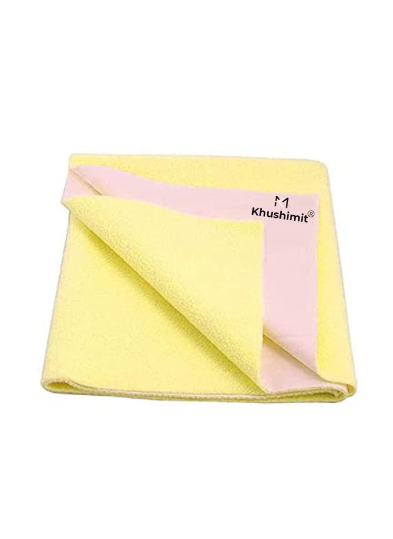 Khushimit Water Resistant Bed Protector Baby Dry Sheet with Ultra absorbance Baby Care Sheet with Skin Friendly Mattress for Baby Size 100 140 cm Yellow Large
