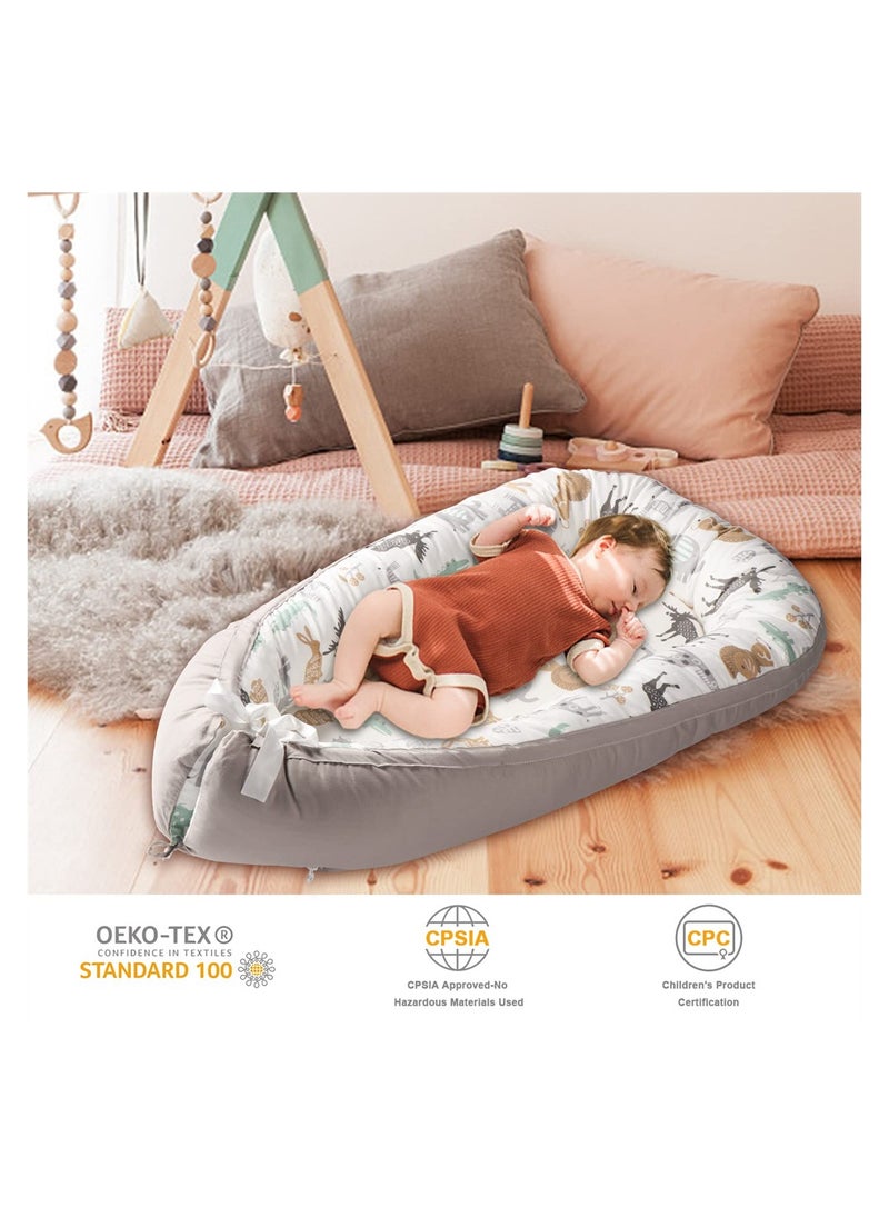 Organic Cotton Baby Nest Cover and Lounger Portable Travel Mattress Protector for Newborns and Infants Lightweight Design