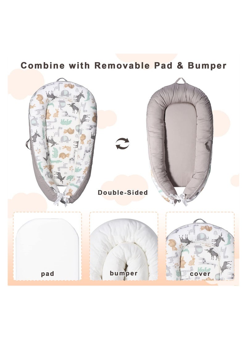 Organic Cotton Baby Nest Cover and Lounger Portable Travel Mattress Protector for Newborns and Infants Lightweight Design