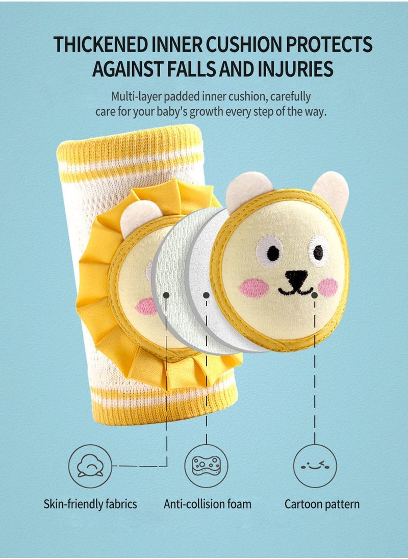 3 Pairs of Baby Knee Pads, Cotton Child and Infant Safe Crawling Elbow Pads, Anti-fall Cartoon Knee Pads for Crawling, Non-Slip Products, Protecting Infant and Toddler's Knees, Elbows and Legs