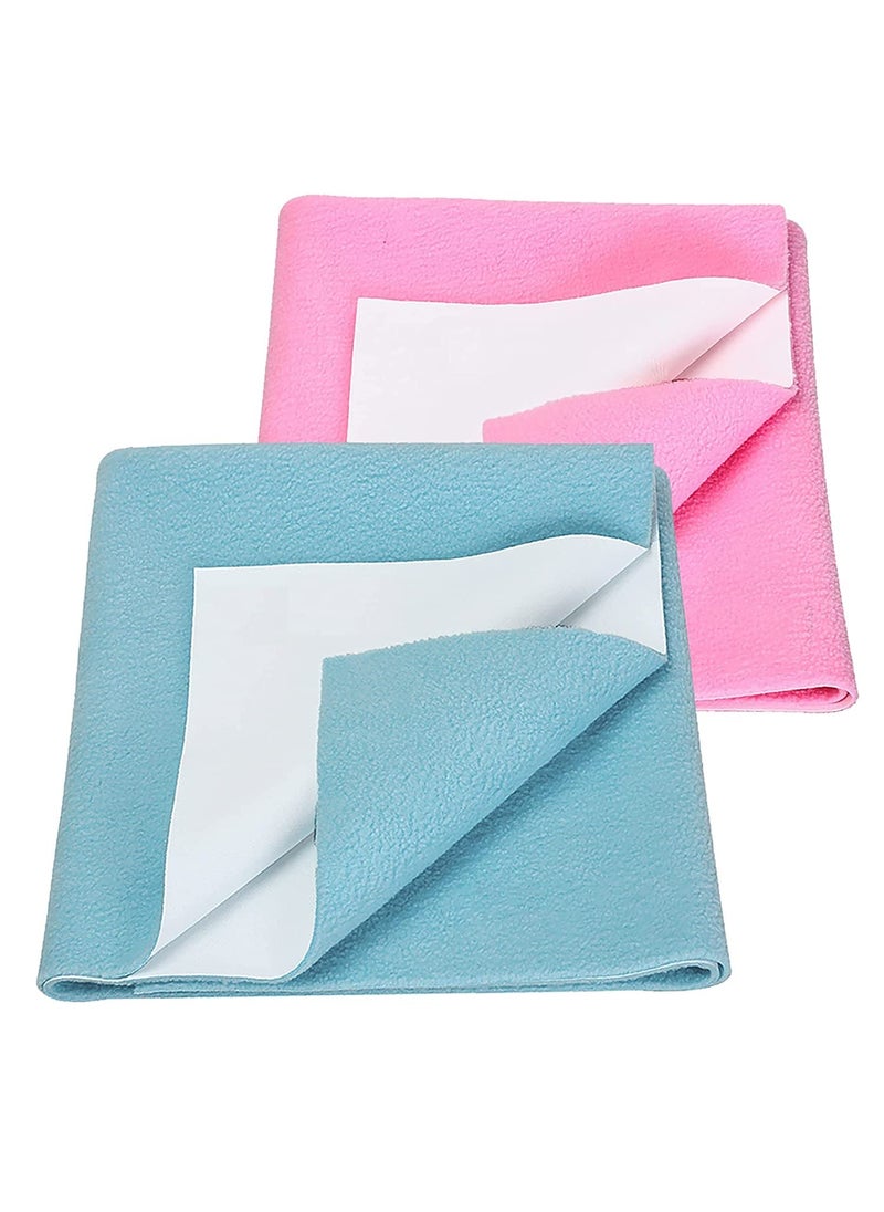 ATOOTFUSION Instadry AntiPiling Fleece Extra Absorbent Quick Dry Sheet for Baby Baby Bed Protector Waterproof Baby Sheet Size 140x100cm Large Baby Pink Sky Blu