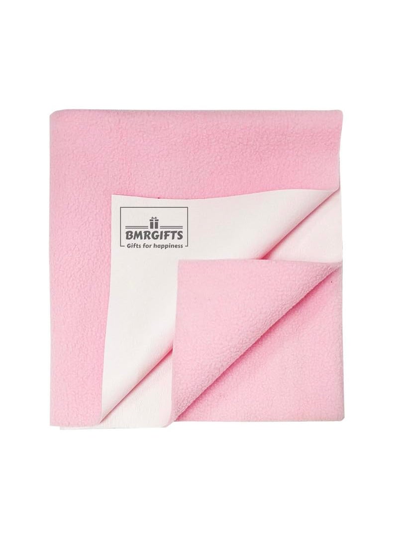 BMRGIFTS Cotton Extra Absorbent Waterproof Quick Dry Sheet for Baby Anti Piling Fleece Washable Bed Protector Mattress Protector Sheet for Toddler Children Large Size 100x140 cm Baby Pink