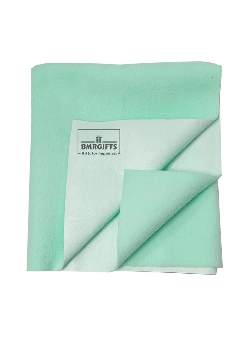 BMRGIFTS Cotton Extra Absorbent Waterproof Quick Dry Sheet for Baby Anti Piling Fleece Washable Bed Protector Mattress Protector Sheet for Toddler Children Large Size 100x140 cm Sea Green
