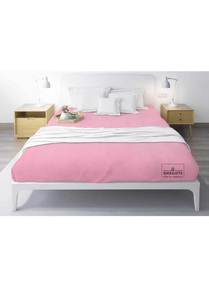 BMRGIFTS Cotton Extra Absorbent Waterproof Quick Dry Sheet for Baby Anti Piling Fleece Washable Mattress Protector Bed Protector Sheet for Toddler Children Double Bed Size 208x230 cm Baby Pink