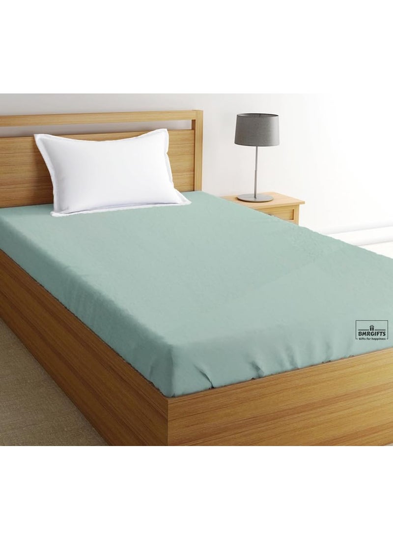 BMRGIFTS Cotton Extra Absorbent Waterproof Quick Dry Sheet for Baby Anti Piling Fleece Washable Mattress Protector Bed Protector Sheet for Toddler Children Single Bed Size 140x220 cm Sea Green