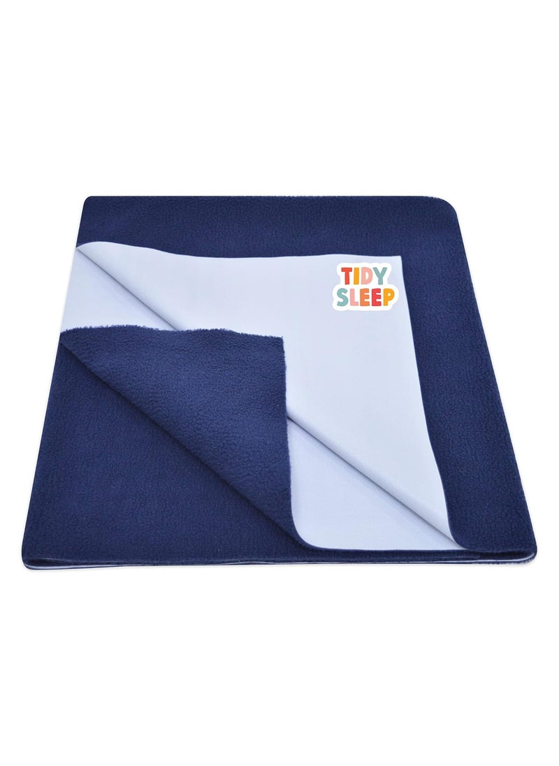 Tidy Sleep Instadry AntiPiling Fleece Extra Absorbent Quick Dry Sheet for New Born Babies Cotton Bed Protector Mattress Pack of 1 Navy Blue XLarge 220x140 cm