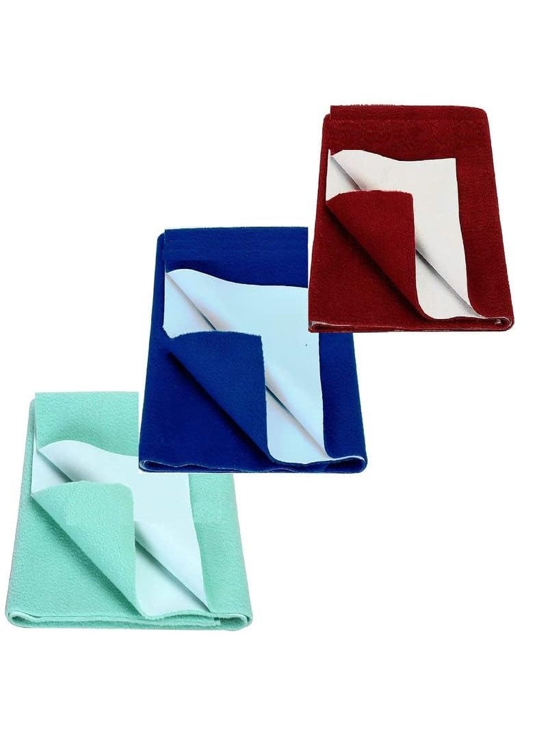 Bed Pad Water Resistant Bed Protector Baby Dry SheetWashable Waterproof Mattress ProtectorBaby Cot SheetsReusable Underpad Sheet140x100cm Pack of 3 Royal Blue Lite Blue Maroon