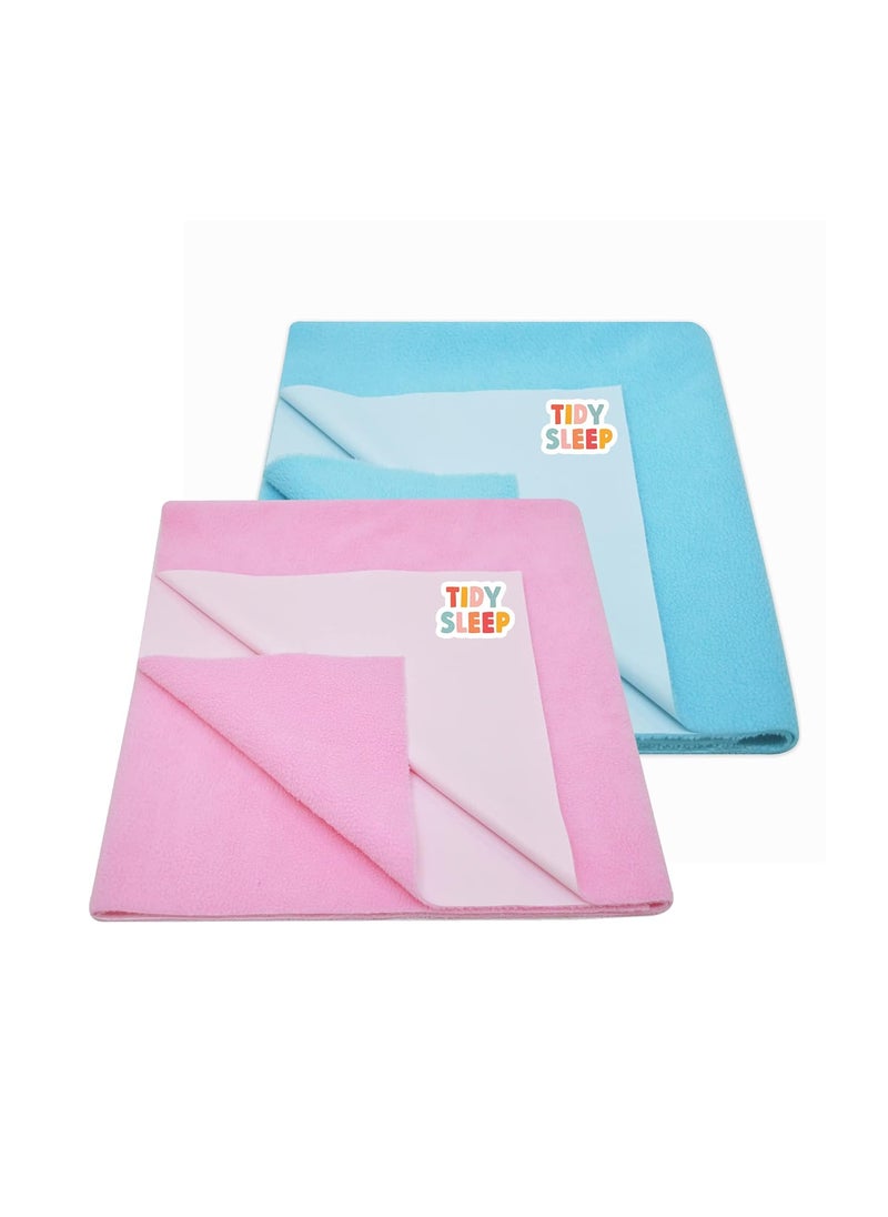 Tidy Sleep Instadry AntiPiling Fleece Extra Absorbent Quick Dry Sheet for New Born Babies Cotton Bed Protector Mattress Pack of 2 BluePink Large 140x100 cm