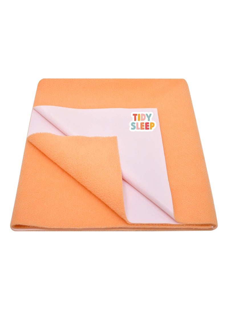 Tidy Sleep Instadry AntiPiling Fleece Extra Absorbent Quick Dry Sheet for New Born Babies Cotton Bed Protector Mattress Pack of 1 Peach Large 140x100 cm