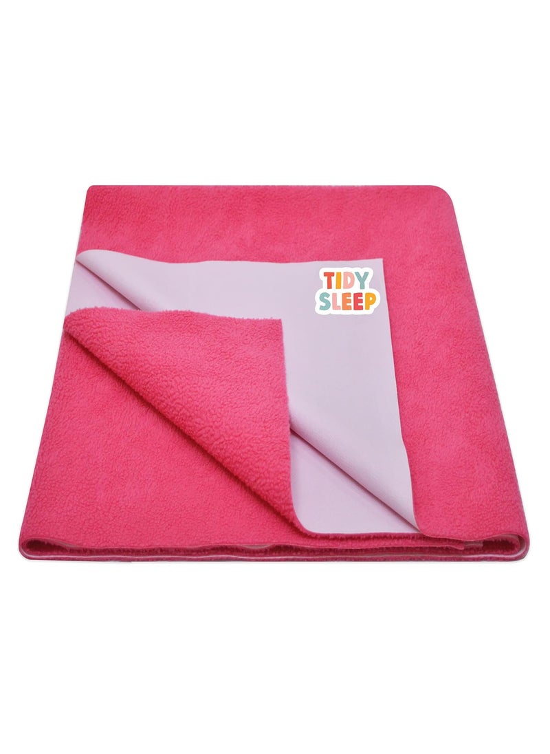 Tidy Sleep Instadry AntiPiling Fleece Extra Absorbent Quick Dry Sheet for New Born Babies Cotton Bed Protector Mattress Pack of 1 Dark Pink Large 140x100 cm
