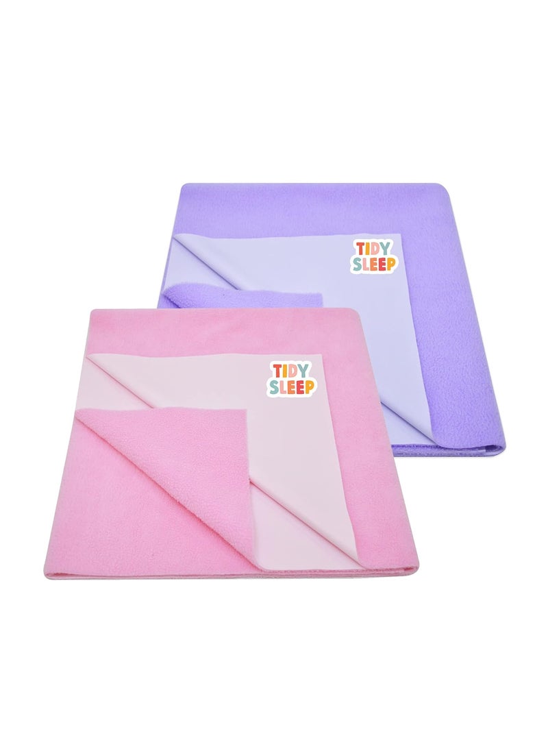 Tidy Sleep Instadry AntiPiling Fleece Extra Absorbent Quick Dry Sheet for New Born Babies Cotton Bed Protector Mattress Pack of 2 Baby PinkLilac Large 140x100 cm