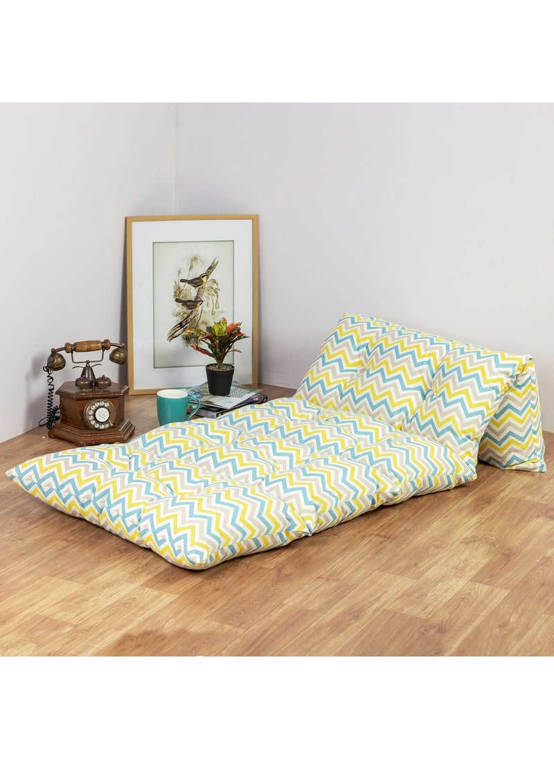 Essan Fabrix Premium Unique Kids Floor Pillow Bed Use as a Nap Mat 70X180CM Pack of 1 Portable Toddler Bed for Sleepovers Travel Napping As a Lounger for Reading and Playing Zig Zag