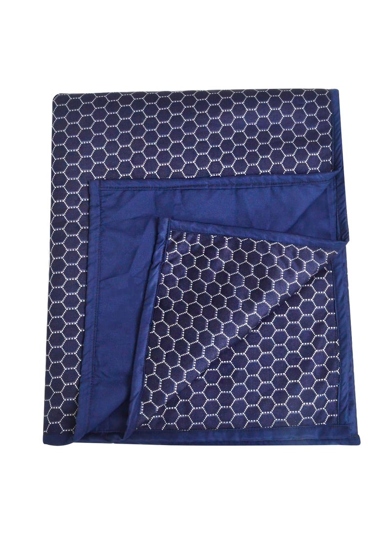 ADBENI HOME Ecofriendly Jacquard Quick Dry Sheet for New Born Babies Reusable Waterproof Cotton Bed Protector Baby Mat Cot Sheet for Toddler Extra Absorbent 210GSM Full 102x102cm Navy Blue