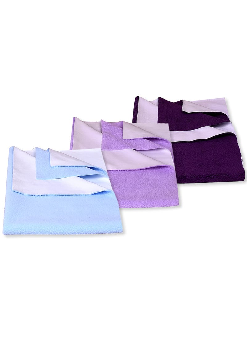 MOMSEASY New Born Baby Dry Sheet Bed Protection Sheet Baby Bedsheet Protector Waterproof and Small Baby Products Combo SBlue Lilac Plum Medium 100x70 cm