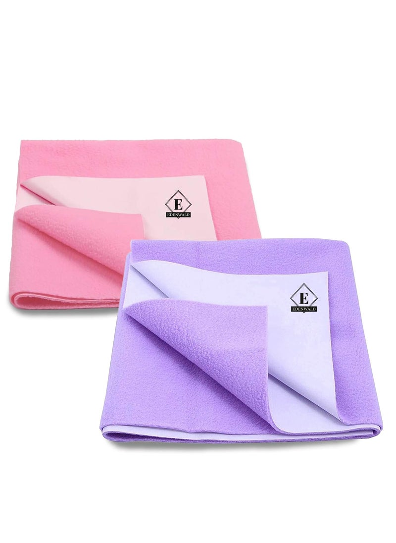 Edenwald Quick Dry Sheet for Babys Extra Absorbent Fast Dry Sheet Bed Protector Waterproof Mattress Protector Underpad Sheet Pack of 2 Large 140cm x 100cm PinkPurple