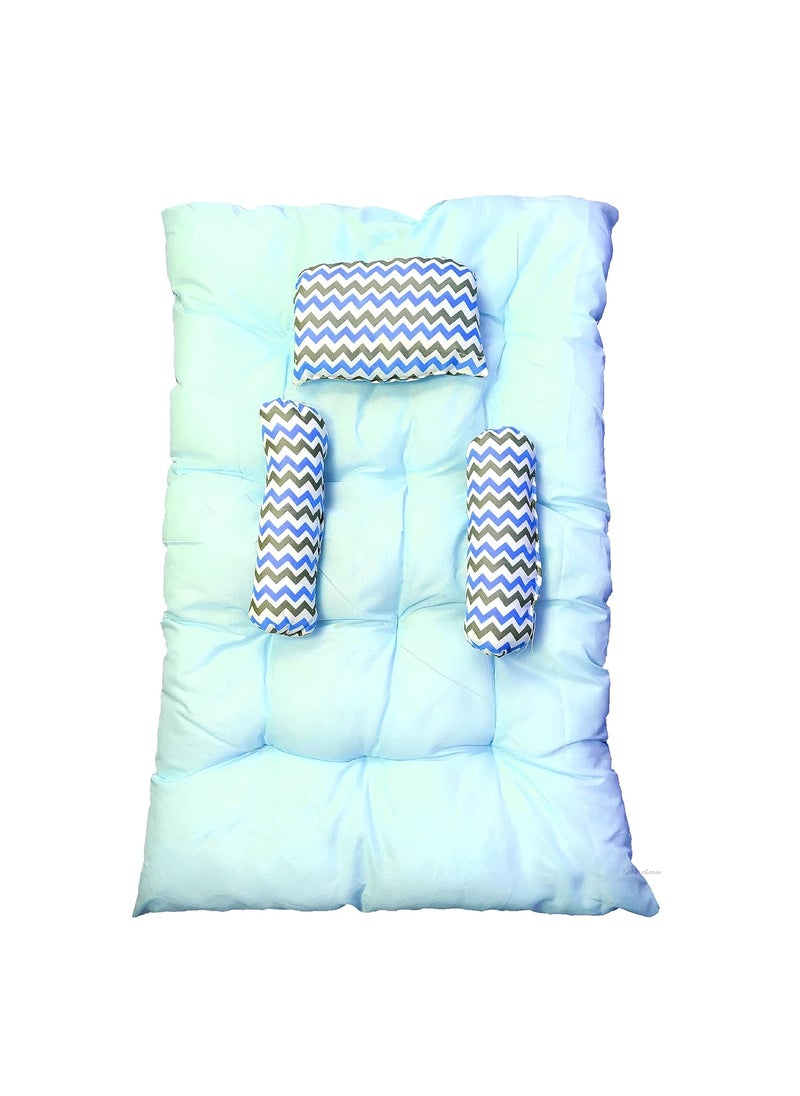 Kids Charm Baby Sleeping ZigZagMega Portable 2 in 1 for 4 to 8 Months New Born Baby Baby Sleeping Bed Cotton PillowBlue