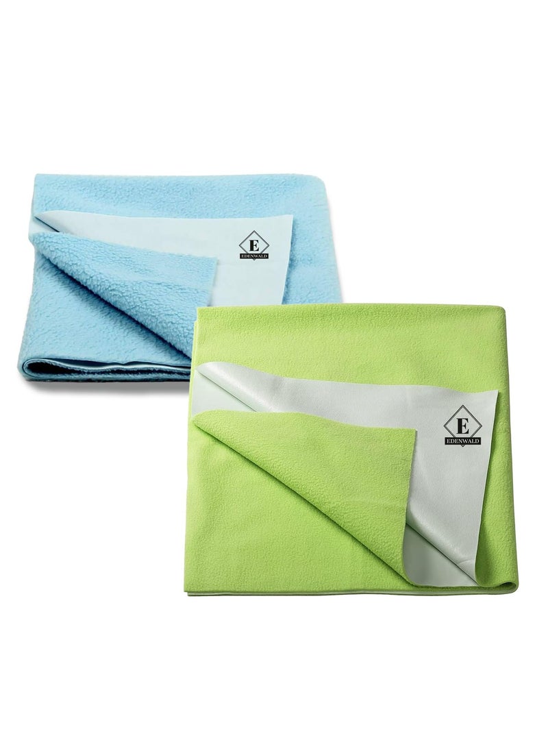 Edenwald Waterproof Quick Dry Sheet Pack of 2 baby bed protector waterproof Mint GreenSky Blue_Large 140cm x 100cm