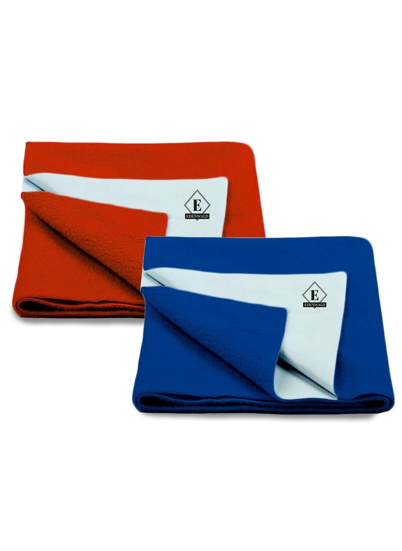 Edenwald Waterproof Quick Dry Sheet Pack of 2 Baby Urine Sheet for Bed Waterproof RedRoyal Blue_Large 140cm x 100cm