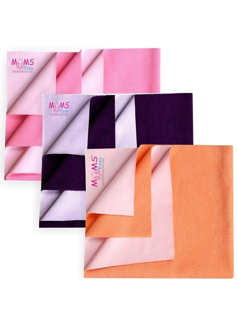 MOMSEASY New Born Baby Bed Sheet Protector Baby Urine Protector Sheet Baby Dry Sheet Combo and Baby Born All Products Combo Peach Plum Pink Medium 100x70 cm