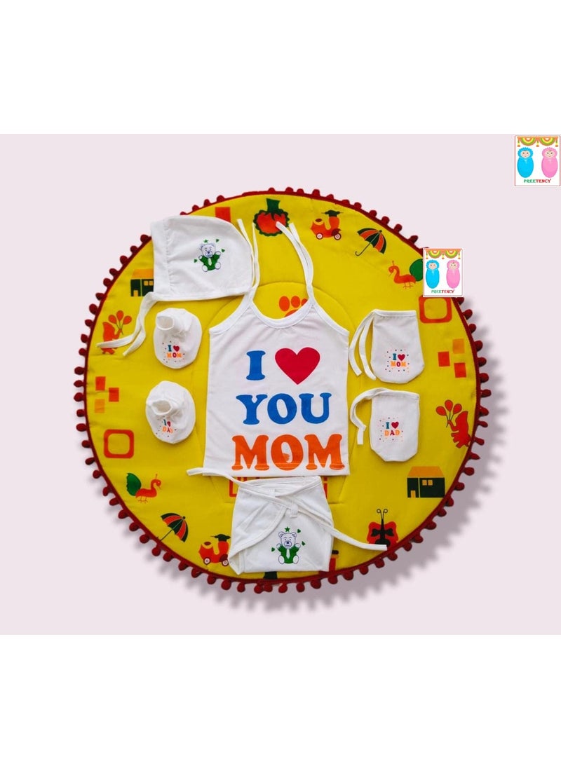 PREETENCY New Born Baby Boy and Girl Cotton Mattress Cotton Godadi for Naming Ceremony 012 Months Age Yellow Mom