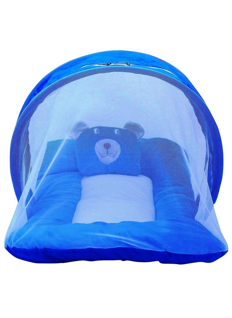 Navrudra New Born Baby Bedding with Mosquito Net and One Baby Pillow 05 Month Baby Blue