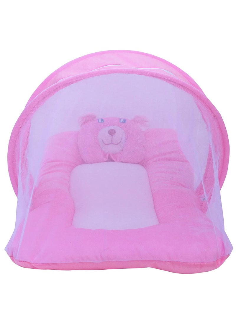 Navrudra New Born Baby Bedding with Mosquito Net and One Baby Pillow 05 Month Baby Pink