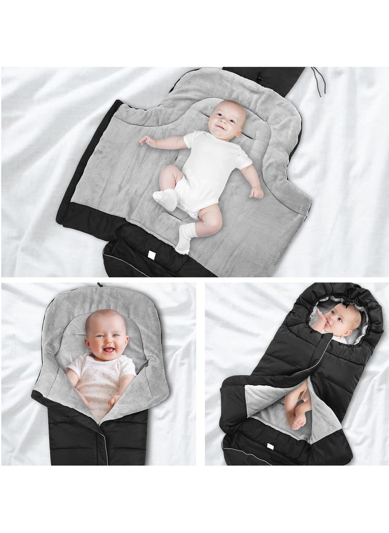 Universal Winter Stroller Footmuff with Adjustable Hood, Cozy Fleece Lined Sleeping Bag for Pushchairs and Prams, Warm Footmuffs for Cold Weather