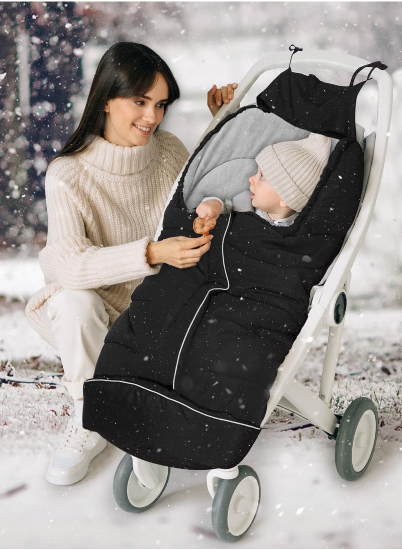 Universal Winter Stroller Footmuff with Adjustable Hood, Cozy Fleece Lined Sleeping Bag for Pushchairs and Prams, Warm Footmuffs for Cold Weather