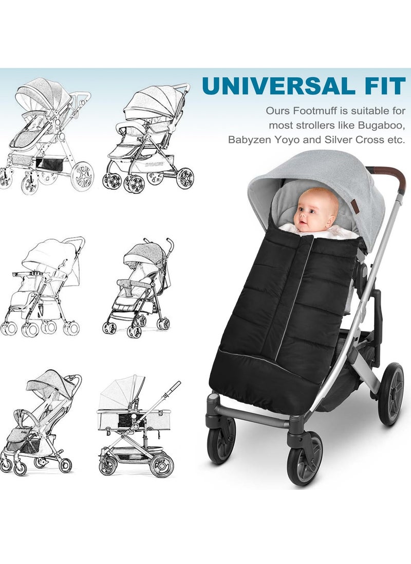 Universal Winter Stroller Footmuff with Adjustable Hood, Cozy Fleece Lined Sleeping Bag for Pushchairs and Prams, Warm Footmuffs for Cold Weather