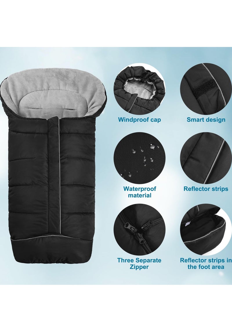 Universal Winter Stroller Footmuff with Adjustable Hood, Cozy Fleece Lined Sleeping Bag for Pushchairs and Prams, Warm Footmuffs for Cold Weather