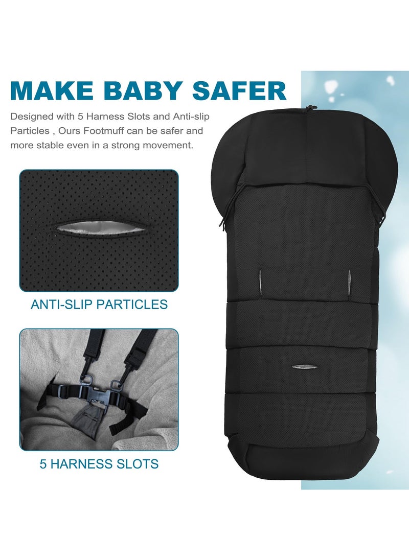 Universal Winter Stroller Footmuff with Adjustable Hood, Cozy Fleece Lined Sleeping Bag for Pushchairs and Prams, Warm Footmuffs for Cold Weather