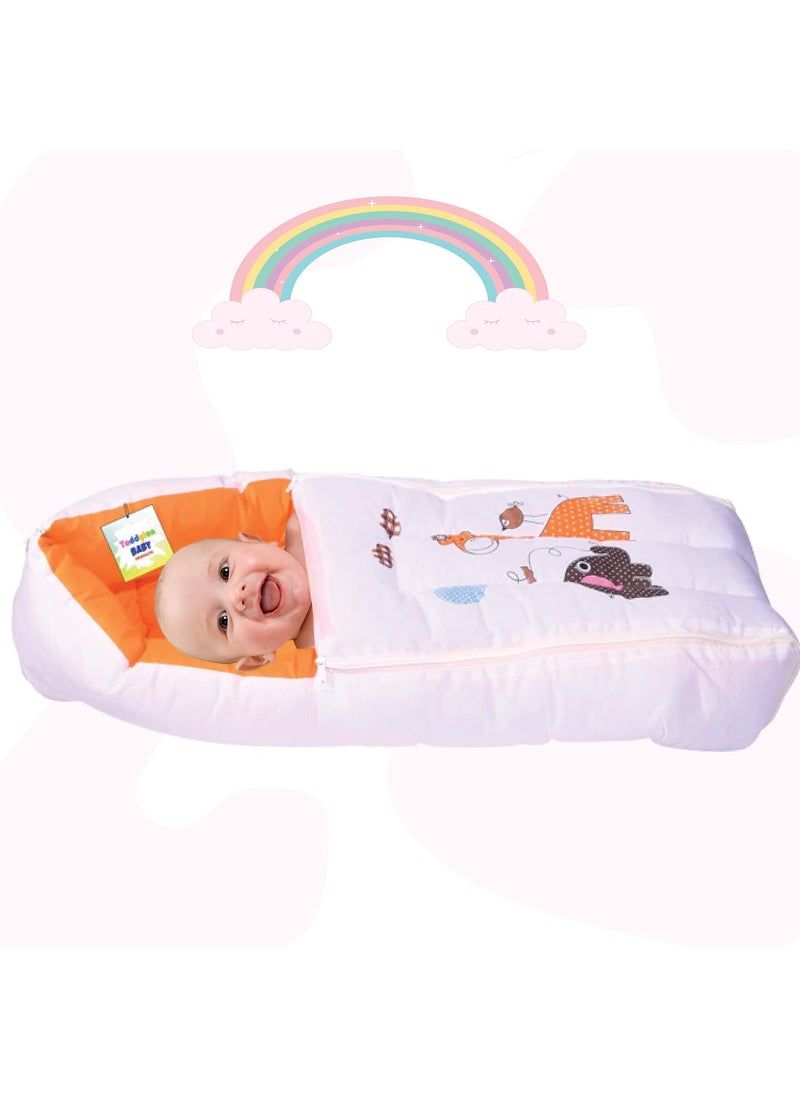 Toddylon Baby Sleeping Bags New Born Baby Bed Bedding Set Carry Bed Portable Bassinet Carrier Holder Mattress Infants Boys Girl 06 Months Orange