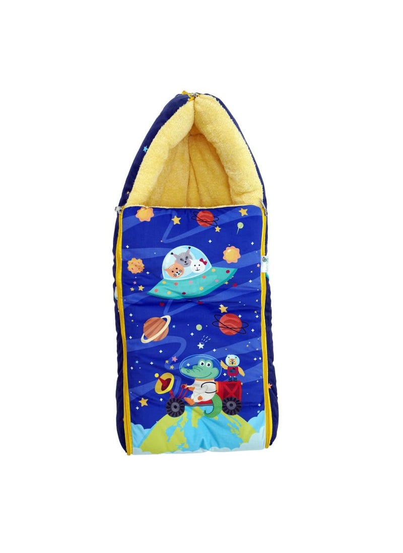 BabyMoo Space Premium Carry Nest Velvet with Fur Lining Sleeping Bag Blue