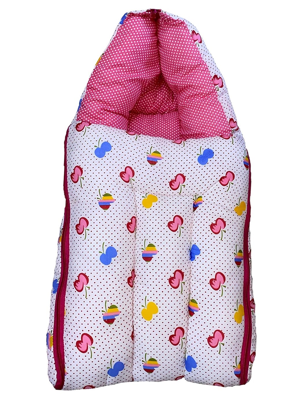 Kids Charm Cherry 3 in 1 Babys Cotton Bed Cum Carry Bed Printed Baby Sleeping BagBaby BedInfant Portable BassinetNest for CoSleeping Unisex Baby Bedding for New Born 08 Months Old Pink