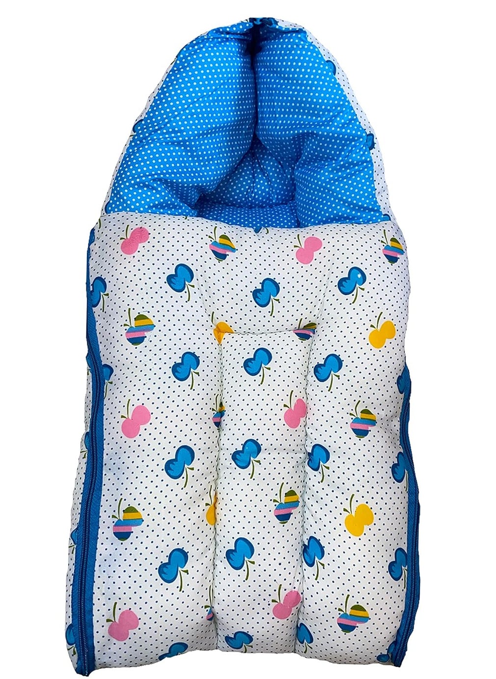 Kids Charm Cherry 3 in 1 Babys Cotton Bed Cum Carry Bed Printed Baby Sleeping BagBaby BedInfant Portable BassinetNest for CoSleeping Unisex Baby Bedding for New Born 08 Months Old Blue