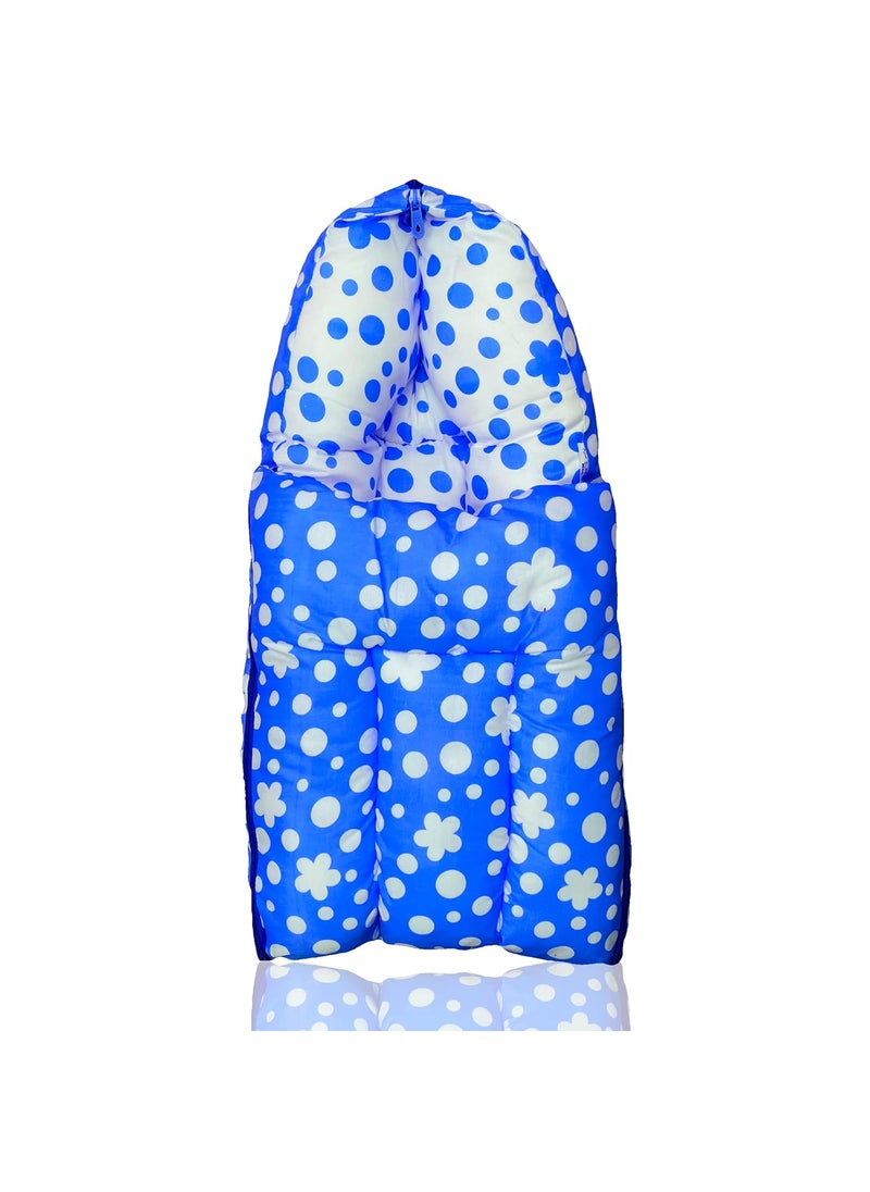 Kids Charm Clover Mega 3 in 1 Babys Cotton Bed Cum Carry Bed Printed Baby Sleeping BagBaby BedInfant Portable for Unisex Easily Portable Light Weight Carry for New Born 48 Months Old Blue