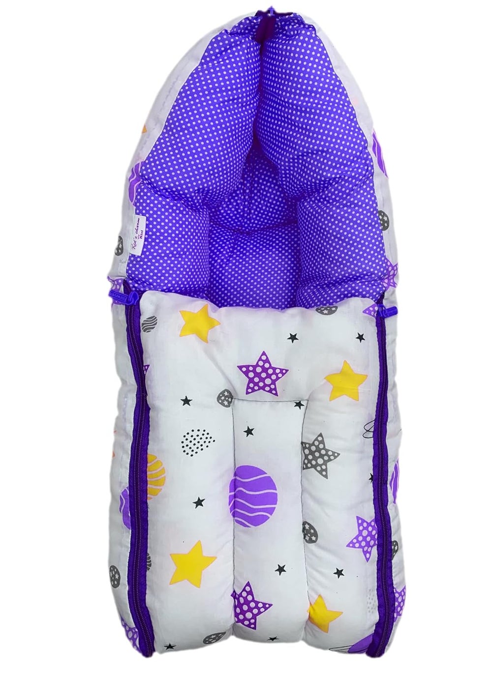 Kids Charm Planet Mega 3 in 1 Babys Cotton Bed Cum Carry Bed Printed Baby Sleeping BagBaby BedInfant Portable for Unisex Easily Portable Light Weight Carry for New Born 48 Months Old Voilet