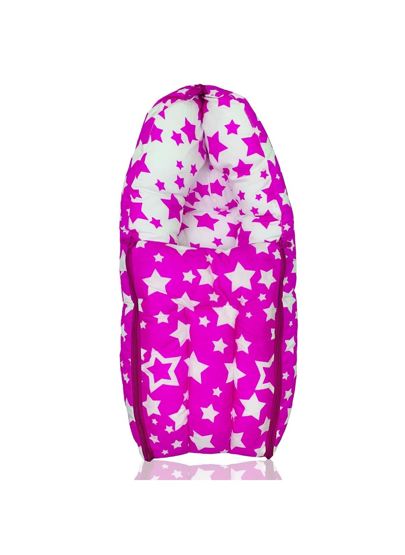 Kids Charm StarMulti Mega 3 in 1 Babys Cotton Bed Cum Carry Bed Printed Baby Sleeping BagBaby BedInfant Portable for Unisex Easily Portable Light Weight Carry for New Born 48 Months Old Pink