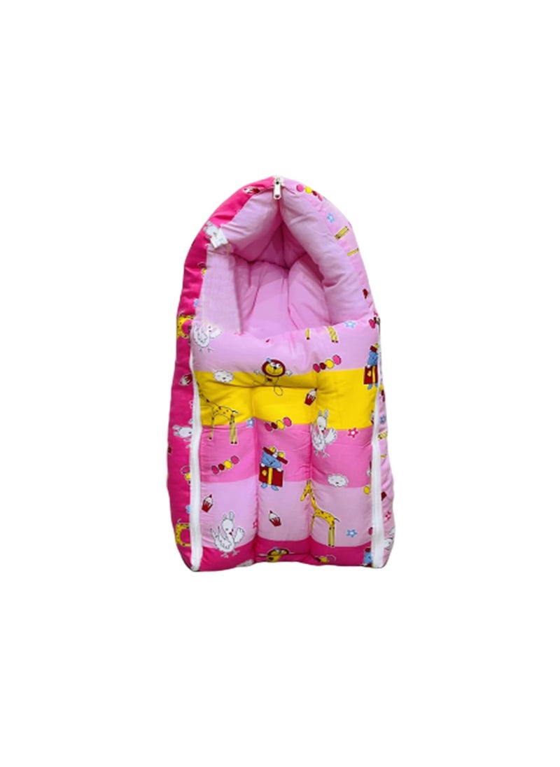 Infantbond 100 Cotton Baby 3 in 1 Carry Bag Cum Sleeping Bag Cum Mattress06 Months Pink Ziraf P