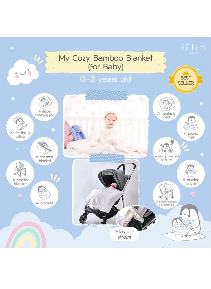 My Cozy Bamboo Blanket (for Baby 0-2 years old) Playful Blue